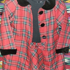 Youngland Baby Holiday Plaid Matching Dress And Coat